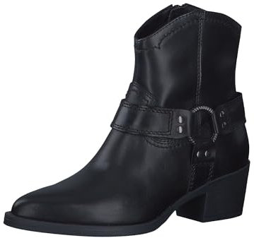 Tamaris Damen Absatzstiefelette Leder Blockabsatz bequem; BLACK LEATHER, EU 40