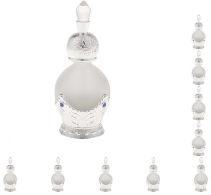 Leisurealeaneag Juego de 10 botellas de perfume vacías de cristal vintage de 15 ml, atomizador, rellenables, color plateado