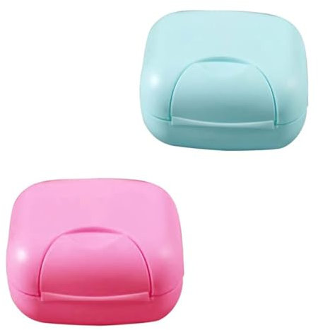 IUDWCG 2 Porte-savons de voyage carres etanches, porte-savons solides pour douche de voyage, bleu et rose, en plastique PP de haute qualite