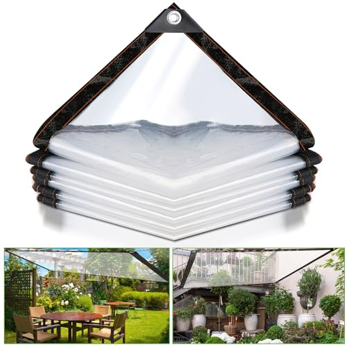Fiqops Bâche imperméable et Transparente avec œillets, bâche de Jardin de qualité supérieure, indéchirable, pour serres végétales, bâche en Tissu, 2 x 3 m