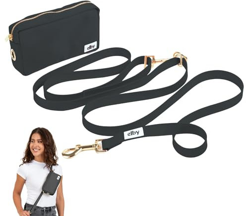 Hands Free Dog Leash with Treat Pouch - Waterproof Cross Body and Waist Leash for Dog Walking and Training with Poop Bag Holder - Cute Walking Accessories