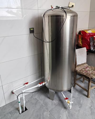 Surpresseur Réservoir Sous Pression D'eau D'acier Inoxydable de Ménage, Alimentation en Eau Automatique du Sous-sol - Capacité 60 100 160 200 250 300 L, Kit D'installation Complet(95x50cm(160L/42.2gal