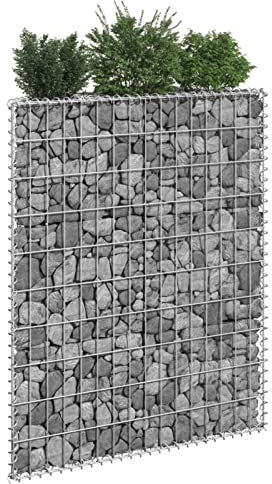Iiaky Gabionen-Hochbeet Trapezform Verzinkter Stahl 80x20x100 cm Hochbeet Garten GabionenköRbe Hochbeete FüR Garten Gabionen Zaun