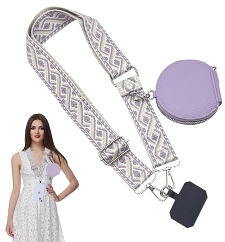Lila Clip and Go Handygurt mit Verstellbarer Tasche und Geldbörse