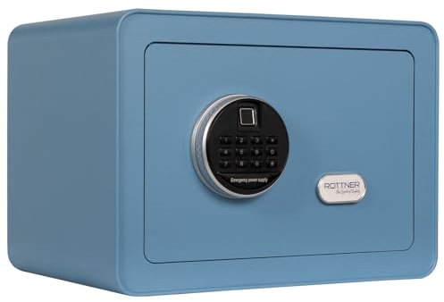 Rottner Möbeltresor Vintage-Blue Stahl Elektronikschloss Fingerprint mechanische Notöffnung Innenbeleuchtung Fachboden inkl. Befestigungsmaterial