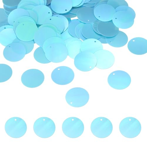 sourcing map 450 lentejuelas redondas planas de 20 mm, lentejuelas grandes para manualidades, resina, degradado, azul AB, lentejuelas sueltas con un solo agujero para manualidades, costura, bordado,