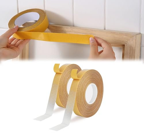 BinXiaoQin 2 Stück Starkes Doppelseitiges Klebeband Extra Stark Klebeband Doppelseitig Extra Stark Double Sided Tape Klebestreifen für Teppichklebeband Montageband Kleber Doppelklebeband 15mm x 20m