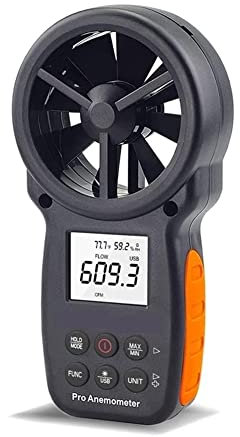 Anemometro Portatile, misuratore di velocità del Vento Digitale CFM, misuratore di velocità del Flusso d'Aria per riprese con droni, Vento Freddo, Dati USB retroilluminati