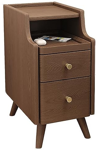 Moderna mesita de noche de madera para espacios pequeños en color nogal, ideal para decoración del hogar, sala de estar y dormitorio (tamaño: 25 cm)