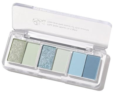 Blue Eyeshadow 6 Colours Eye Shadow Pallets for Women Highly Pigmented Green Light Navy Blue Eyeshadow Palette Glitter Eyeshadow