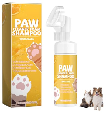 Pfotenreiniger Für Hunde, 100 Ml Trockenshampoo Hunde & Katzen, 100% Natürlicher Pfotenschaum Pfotenpflege Hund, Hundezubehör Hundepfotenbürste No Rinse Schäumendes Shampoo