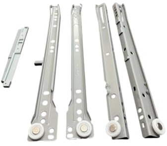 Guide per Cassetti a Rotella Grigie | Binari Scorrevoli Push Pull | Sistema Spingi e Apri | Diverse Misure | inferramenta (55 cm)