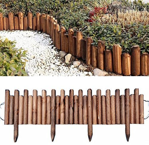 Bordure de jardin en bois – Clôture de pelouse pour l'entretien des parterres de fleurs, séparateur décoratif pour l'entretien du jardin