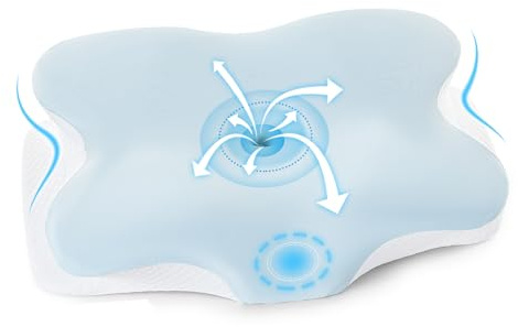 BRO Cervical Memory Foam Pillow for Neck and Shoulder Pain, Ergonomic Orthopedic Neck Support Pillow for Side Sleepers, Back, Stomach(60x40x13cm) (Cervical Pillow with 1 Blue Pillowcase)