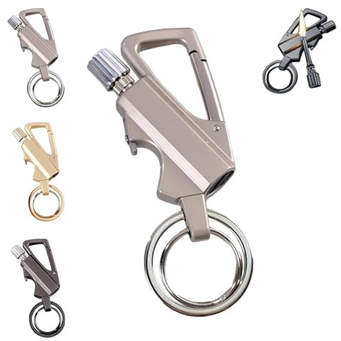 Briquet permanent Infinity - Réutilisable - Étanche - Avec porte-clés et décapsuleur - Réutilisable - Imperméable - Coupe-vent - Pour la survie en extérieur (gris)