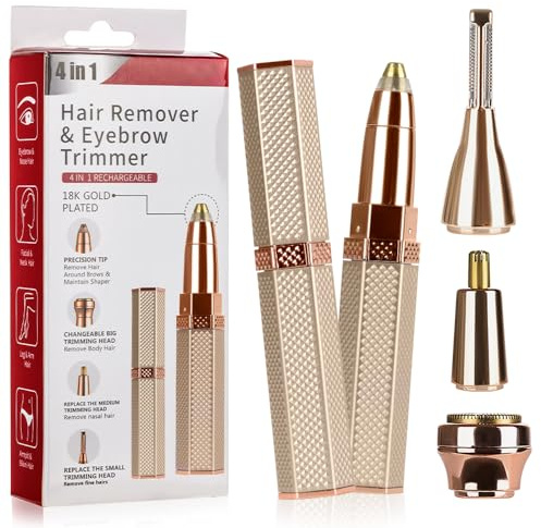 Rasoir Electrique Femmes, 4 en 1 Rasoir Visage Femme Electrique Rechargeable, Tondeuse Electrique, Epilateur Visage pour Joues/Sourcils/Menton/Bras/Aisselles/Jambes