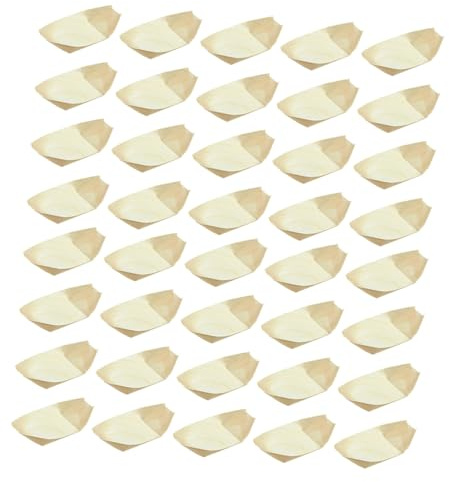 NIYANGLE 200 piezas Bandejas de Madera para Sushi Forma de Barco Platos Japoneses para Sashimi y Aperitivos Bandejas Portátiles para Picnic y Catering