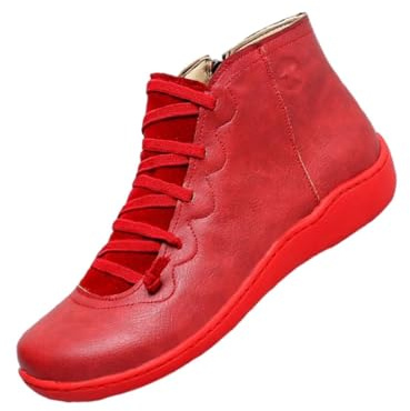 Stivaletti da donna larghi da donna in pelle piatta alla caviglia autunno inverno comodo supporto arco scarpe antiscivolo impermeabili stivali da passeggio all'aperto più colori stivali invernali