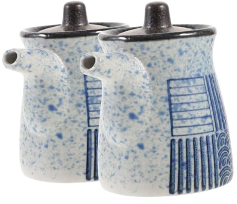Cabilock 2 Piezas Botella Dosificadora Cerámica Japonesa para Vinagre y Salsa de de Unidades Diseño Pequeño y Resistente para Aceites y Condimentos Cocina