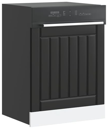 Lucca Panneau de lave-vaisselle en bois noir Meuble bas de four avec grand espace de rangement et pieds réglables pour cuisine