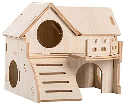 DXEHSEUY Hamsterhus i trä i massivt trä bur tillbehör för chinchilla-möss hamster stil A