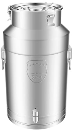Pail Milk Can Bucket,Milk with Spigot, 304 Stainless Steel Dispenser Container Pail, 9Gal Water Jug 35L Hanging Lid Bucket Drink Beverage for Oil Tea Wine