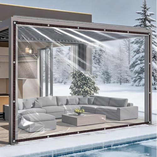 Transparente Plane mit Ösen 1.2 x 2 m Pe Transparent Plane Wasserdicht Reißfest Abdeckplane Schutzplane, Regenplane Universelle Abdeckplane für Camping & Outdoor Garten, transparent
