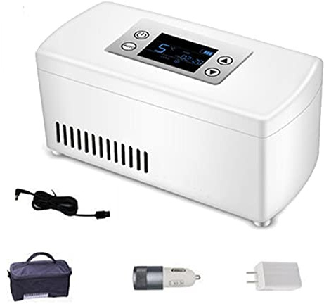 Mini frigo portatile per insulina, mini frigorifero per insulina, piccola scatola da viaggio per farmaci, mantiene freschi i farmaci per il diabete, per auto, viaggi, casa