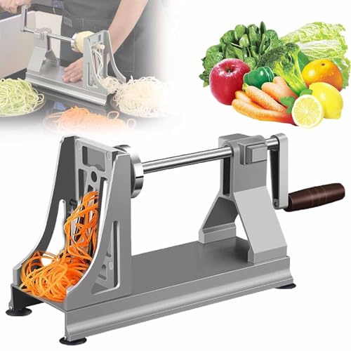 Cortador giratorio de verduras de acero inoxidable con 3 cuchillas para cortar, triturar y rallar sin esfuerzo, ideal para patatas, pepinos, zanahorias y calabacín