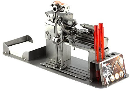 Steelman24 I Omini di Viti Tornitore, Organizer da Scrivania con Piastra di Incisione Personale I Idee Regalo Originale I Soprammobili in Metallo