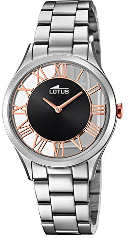 LOTUS Reloj Mujer Analógico de Acero Inoxidable 316l Plateado - Movimiento de Cuarzo - Cristal Mineral de Alta Resistencia - Resistente al Agua 5 ATM - Special Prices 18395
