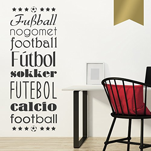 WANDKINGS Wandtattoo - Fußball - in verschiedenen Sprachen - 26 x 70 cm - Gold - Wähle aus 5 Größen & 35 Farben