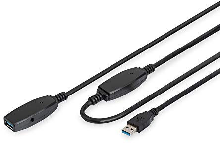 Digitus Cavo di prolunga attivo USB 3.2 Gen 1-15 m - Da USB-A maschio a femmina - Plug & Play - Fino a 5 Gbit/s - Nero