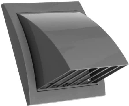 Ø 100mm Ventilationsgaller med Regn-/ Vindskydd och Backventil - ABS-plast Grå