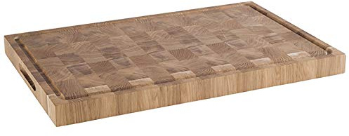 APS skärbräda - ostbräda av oljad ek, B x D x H: 58 x 37,5 x 4,5 cm, träbräda med saftspår, med halkskyddade fötter och infällda grepp