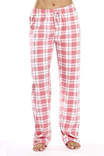 XADITON Frauen Plaid Pyjama Pants PJ Bottoms Elastic Taillenbund Nachtwäsche Plaid Lounge Hosen Lounge Night Sleepwear Pyjama Hose (Color : Pink, Size : XX-Large)
