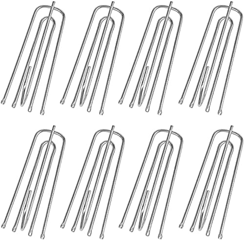 mzoLife 45 Pack Curtain Pleater Hooks, Stainless Steel Drapery Hook and Pin 4 Prongs Pinch Pleat Hook Clips, 4 End Curtain Hangers for Window Door Bathroom Curtain (4 Prongs)