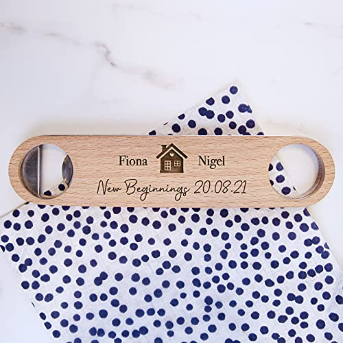 Personalised Wooden Bottle Opener, Housewarming Gift for New Home, Gifts for Couples, Him, Her, Son, Daughter
