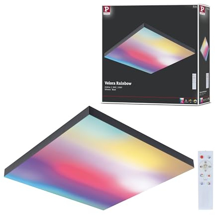 Paulmann 79908 LED Panel Velora Rainbow eckig incl. 1x19 W dimmbar dynamicRGBW Farbsteuerung Schwarz Metall Deckenleuchte 3000 K
