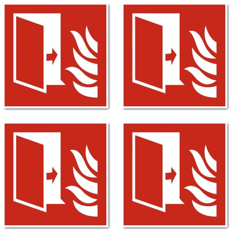 Brandschutztür Brandschutzzeichen: F007 - DIN EN ISO 7010 / ASR A1.3 - Aufkleber: 10 cm, 4 Stück