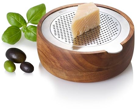 AdHoc GG30 Feinreibe CutnServe, mit Auffangbehälter, Edelstahl & Akazienholz