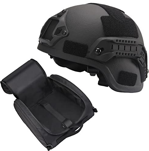3A Hochwertiger, Schneller Ballistischer Helm, Kugelsicherer Militär Helm, Wird Mit Einer Taktischen Mehrzweck-Helmtasche Mit Großer Kapazität,Schwarz
