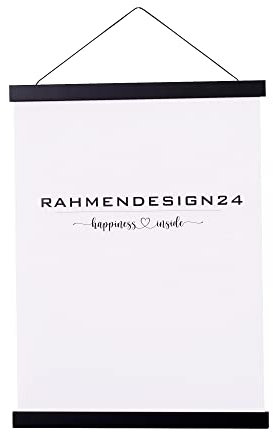 Rahmendesign24 Magnetische Posterschiene 43cm A2 Schwarz (matt) Posterleiste Posterrahmen Posterhänger Holz