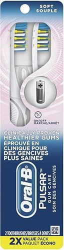 Oral-B Pulsar Battery Powered Gum Care Toothbrush, Soft, 2 Count, Colors May Vary