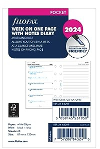 FILOFAX Kalendereinlage Pocket WEEK PAGE WITH NOTES 4 LANGUAGE 2024