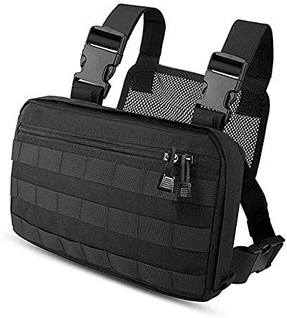 Clape Running Chest Bag Tactical Front Chest Rig Utility Pack Bike Backpack Adjustable Daypack for Jogging Climbing Black