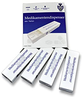 Sixl Medikamentendispenser 4er Pack – Nachhaltige Tablettenbox aus Karton – Plastikfrei, 100 % Recycelbar – Made in Germany – 4 Fächer (Morgens, Mittags, Abends, Nachts)