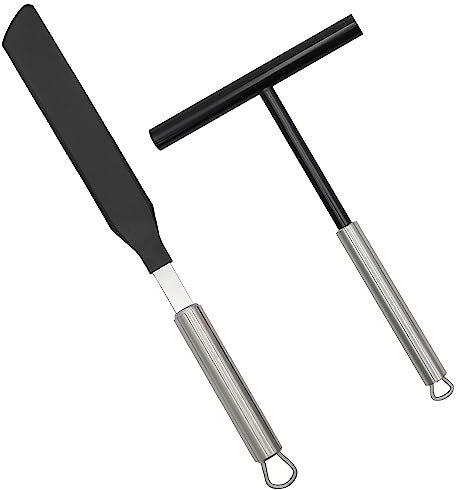 2PCS Crepe Spreader and Spatula Set, Crepe Pan Maker Batter Spreader Spatula Cake Turner Kitchen Utensils Stainless Steel Crepe Spreader Tool
