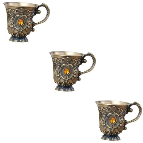 HEMOTON 3stücke Retro Metall Weinbecher Einzigartiger Weinkelch Für Rotwein Vintage Design Für Weinliebhaber Als Für Freunde Und Familie