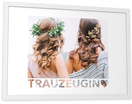 Papierschmiede® Trauzeugin Bild personalisiert mit Foto - A4 im Bilderrahmen - Geschenke für Trauzeugen - Personalisierter Fotodruck Hochzeit Beste Freundin Maid of Honor Fotodruck